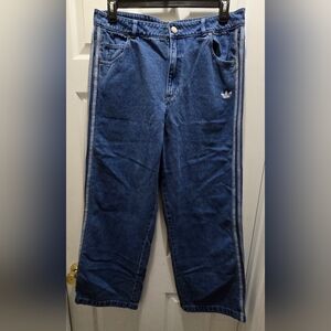 adidas Firebird Denim-Style Track Jeans with Side Stripes 32/32